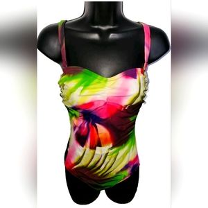 Charmline Shaping One-piece Swimsuit Splendid sz 8 38C Underwire Tropical Beach